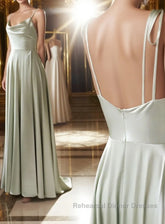 Gray green long Semi Formal Prom Dresses, Gray green bridesmaid Dresses